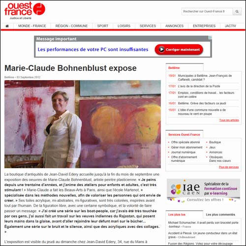 Article sur MCBOH peintre plasticien Marie Claude Bohnenblust Lenglart 